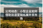 公司动态：小型企业如何借助双语营销拓展外